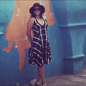 Blue plaid dress from Anthropologie